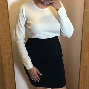 Black and white open back dress